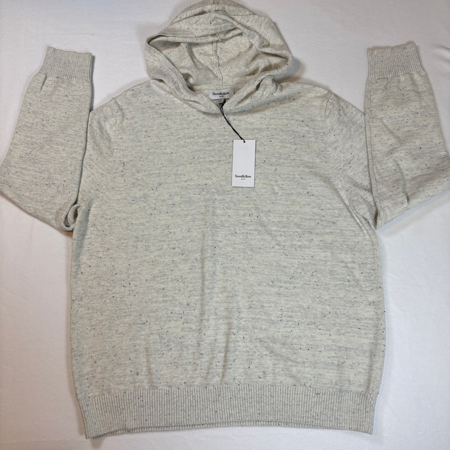 Goodfellow & Co Hoodie XL White Speckled Knit Pullover Hooded Sweater NWT