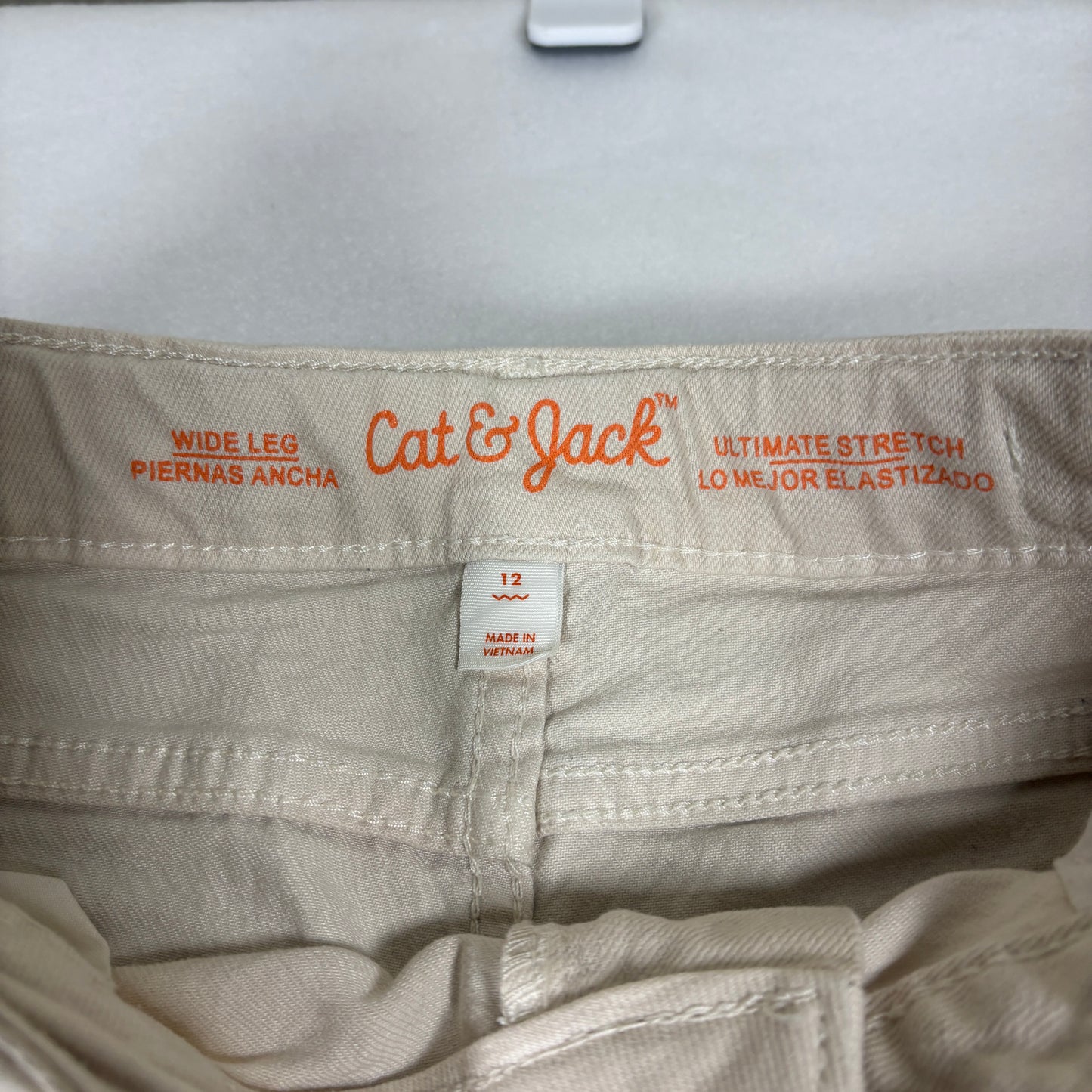 Cat & Jack Womens Wide Leg Jeans 12 Beige Stretch Y2K 90s Baggy Grunge