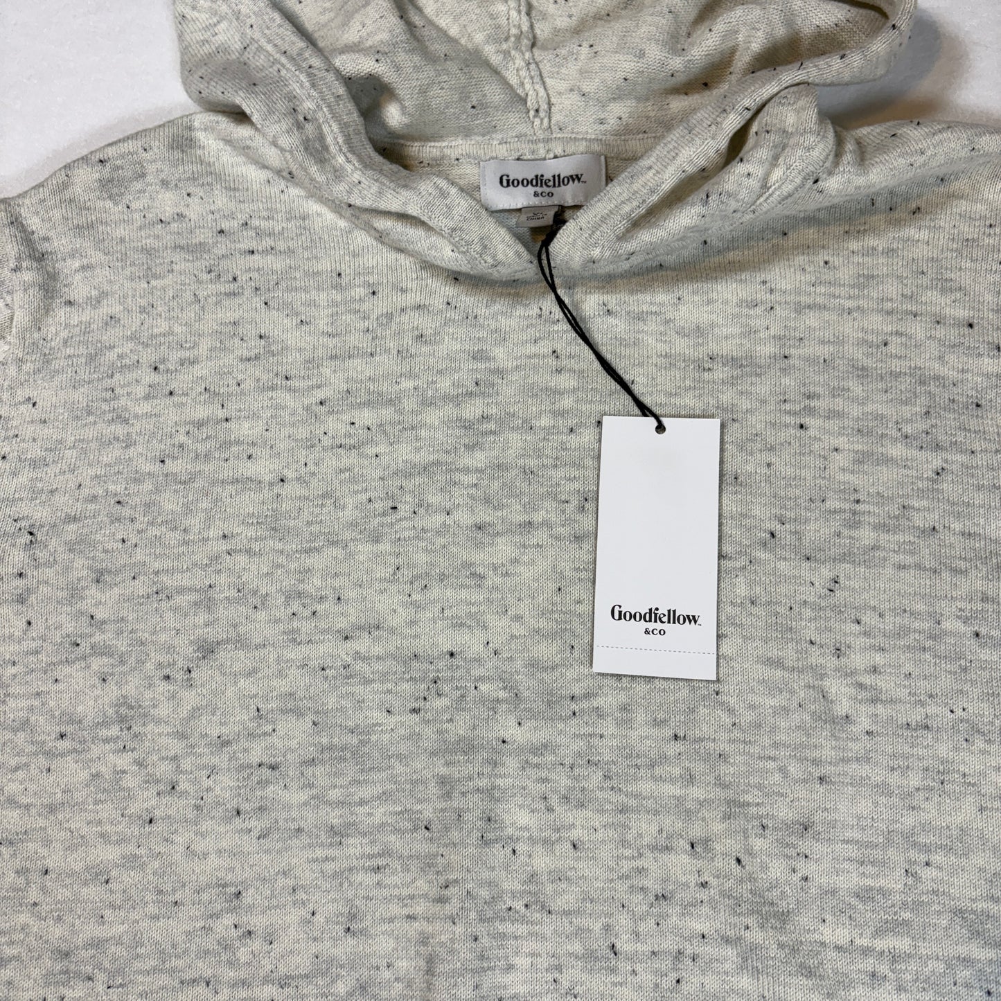 Goodfellow & Co Hoodie XL White Speckled Knit Pullover Hooded Sweater NWT