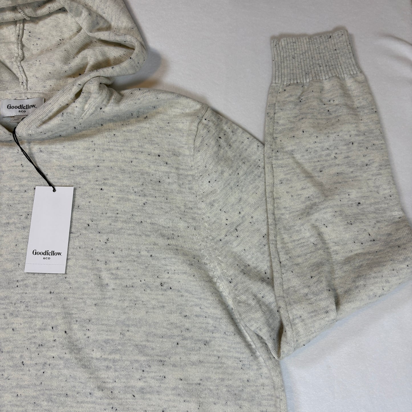 Goodfellow & Co Hoodie XL White Speckled Knit Pullover Hooded Sweater NWT