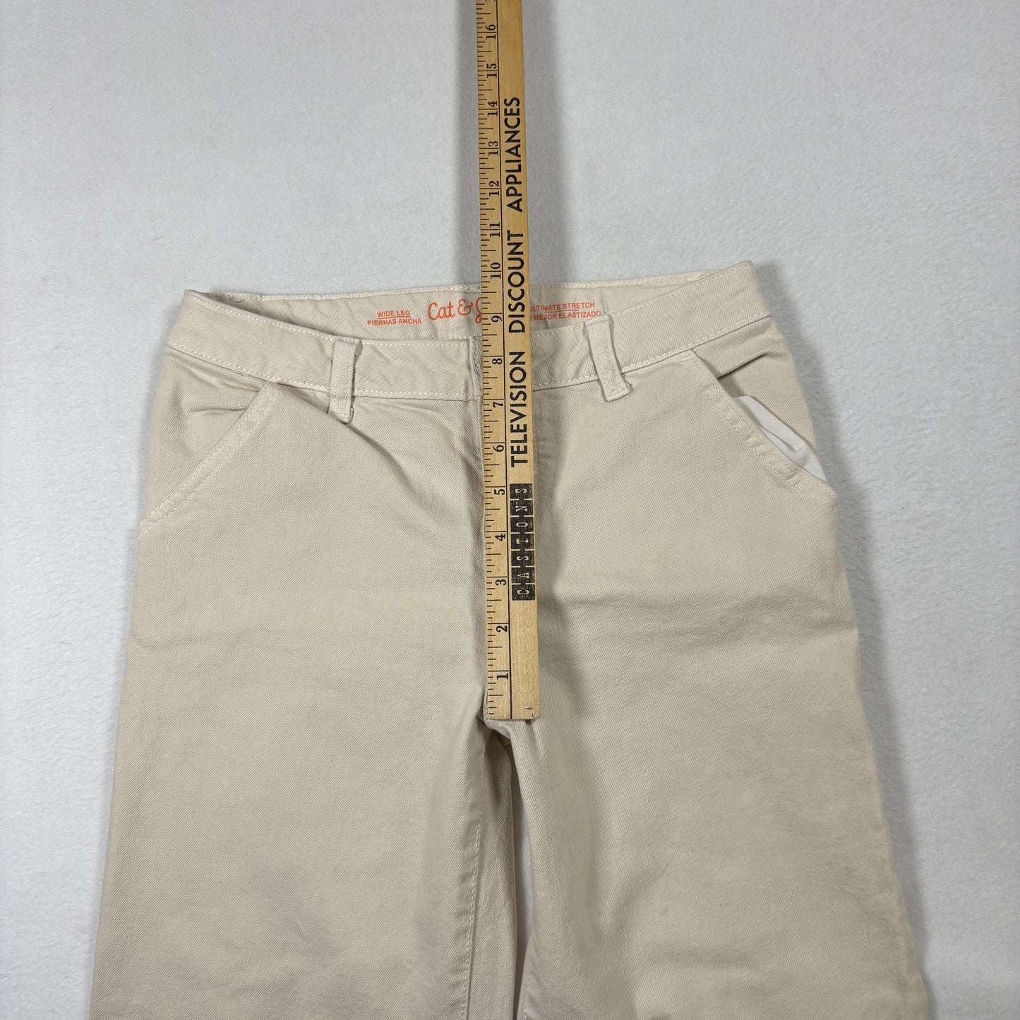 Cat & Jack Womens Wide Leg Jeans 12 Beige Stretch Y2K 90s Baggy Grunge