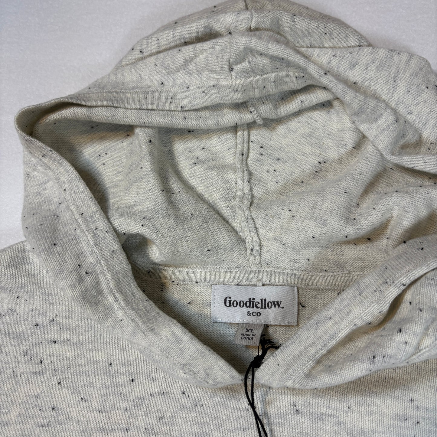 Goodfellow & Co Hoodie XL White Speckled Knit Pullover Hooded Sweater NWT