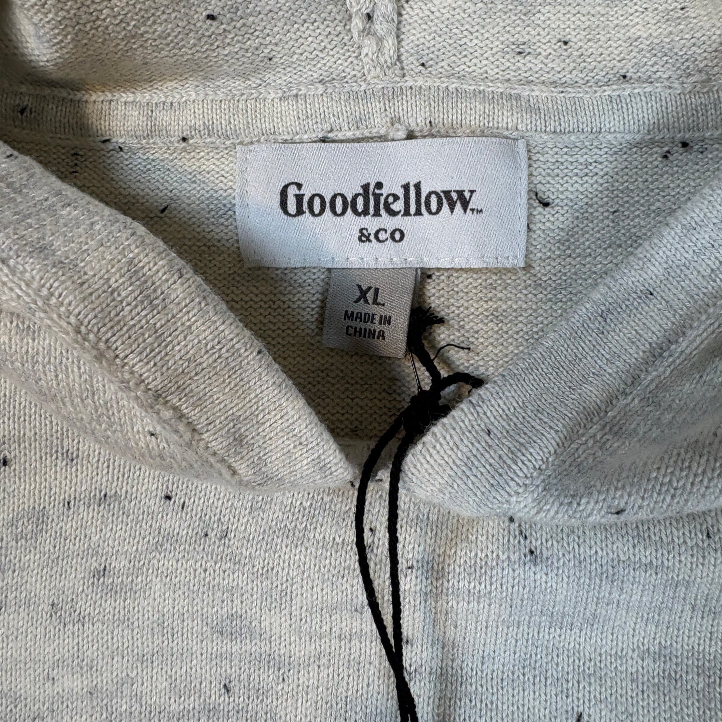 Goodfellow & Co Hoodie XL White Speckled Knit Pullover Hooded Sweater NWT