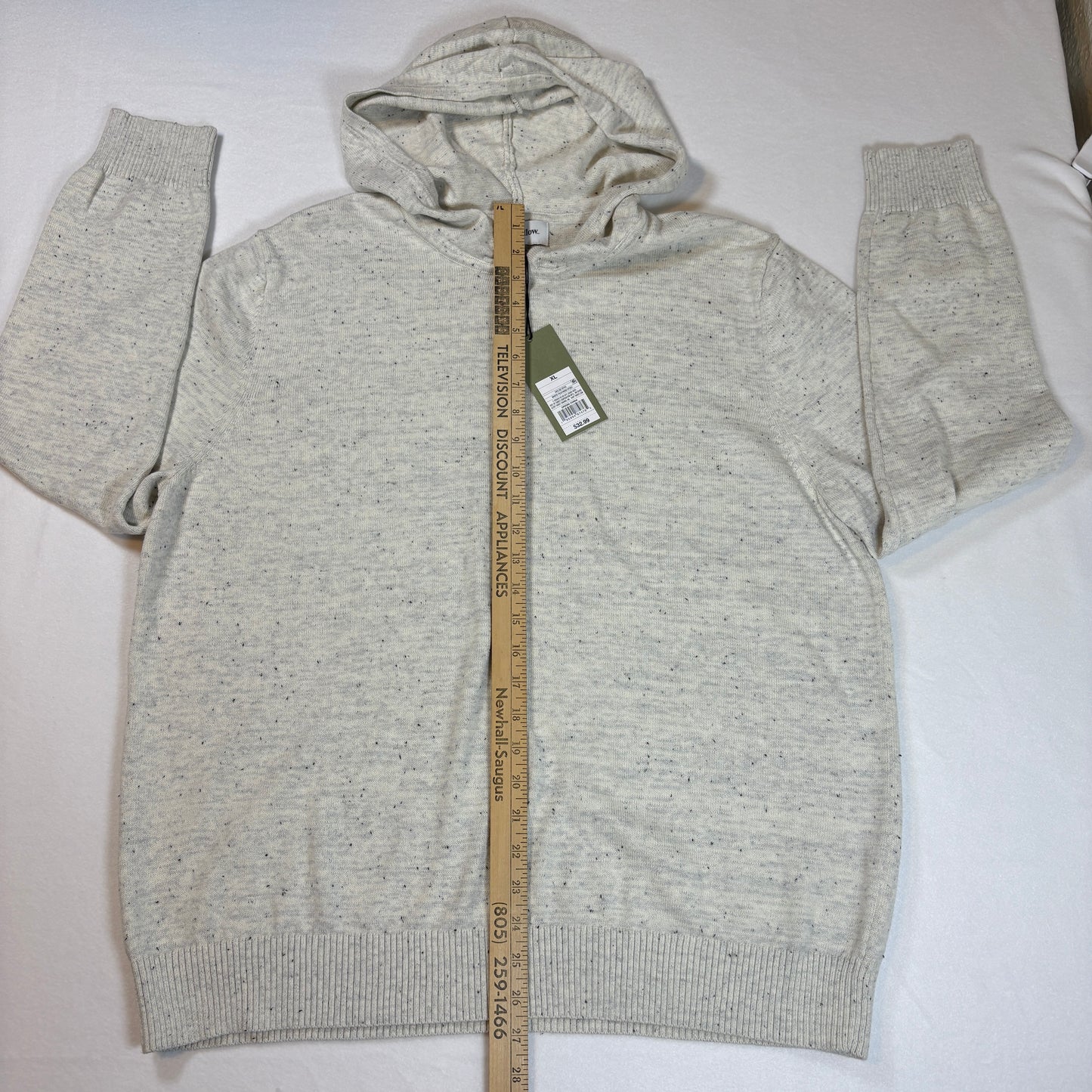 Goodfellow & Co Hoodie XL White Speckled Knit Pullover Hooded Sweater NWT