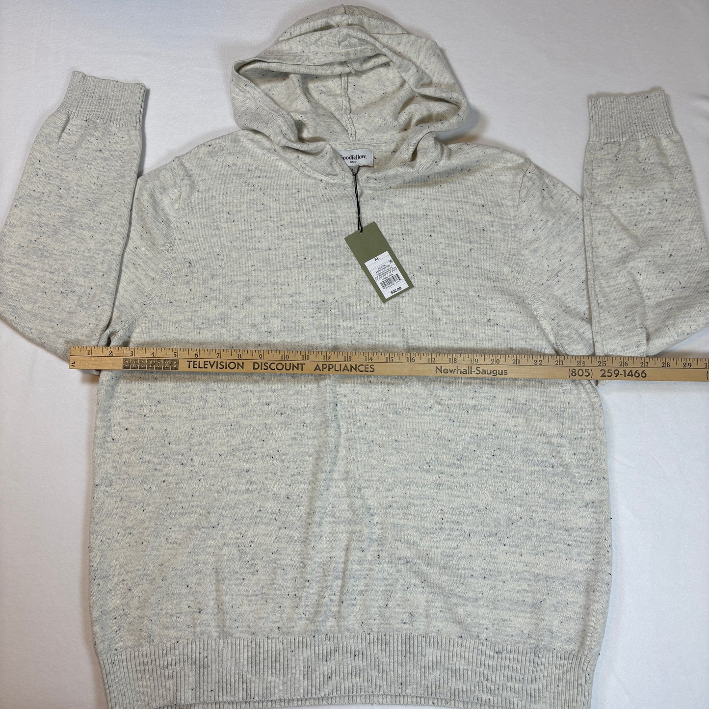 Goodfellow & Co Hoodie XL White Speckled Knit Pullover Hooded Sweater NWT