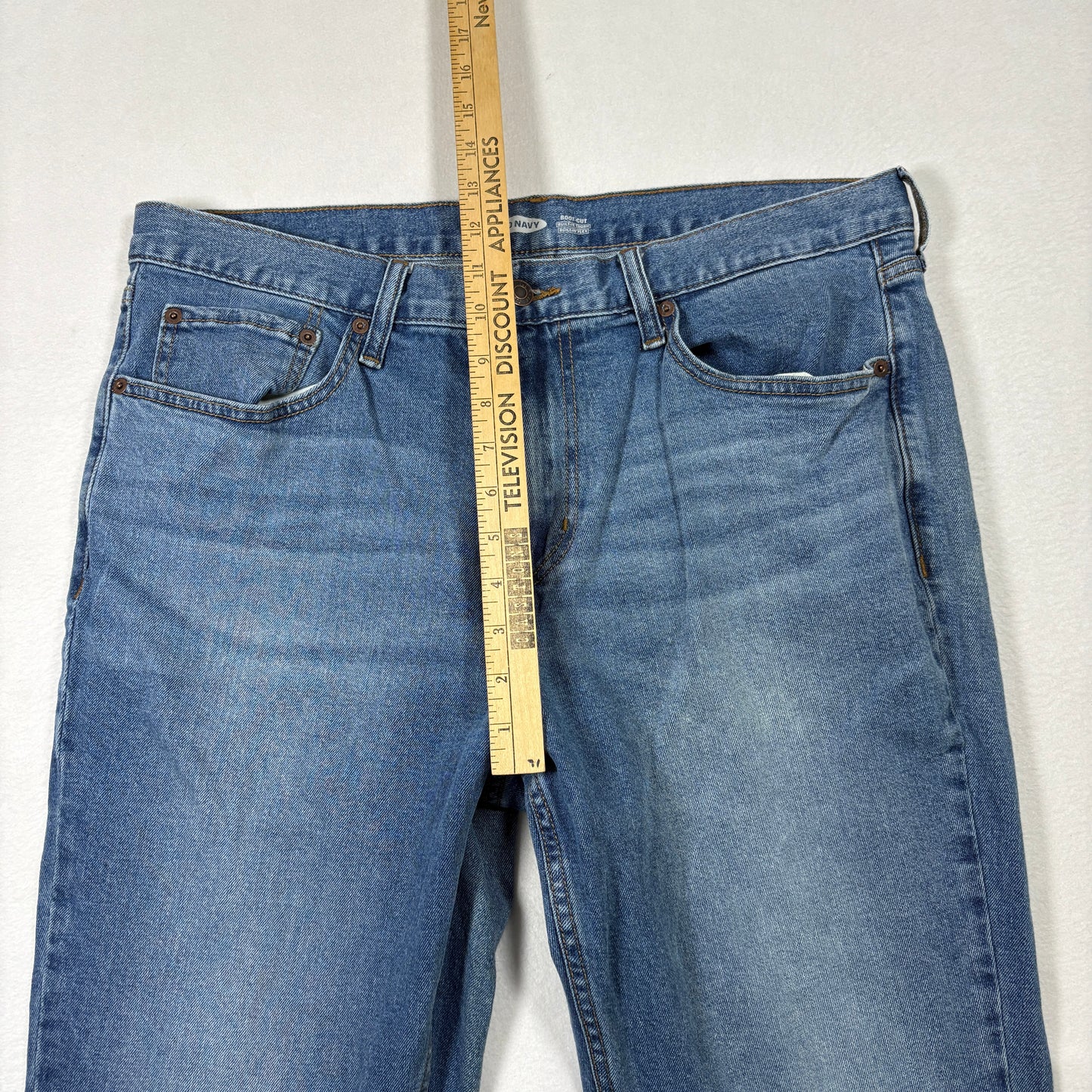 Old Navy Mens Bootcut Jeans 36x32 Blue Built In Flex Y2K 90s Grunge Faded