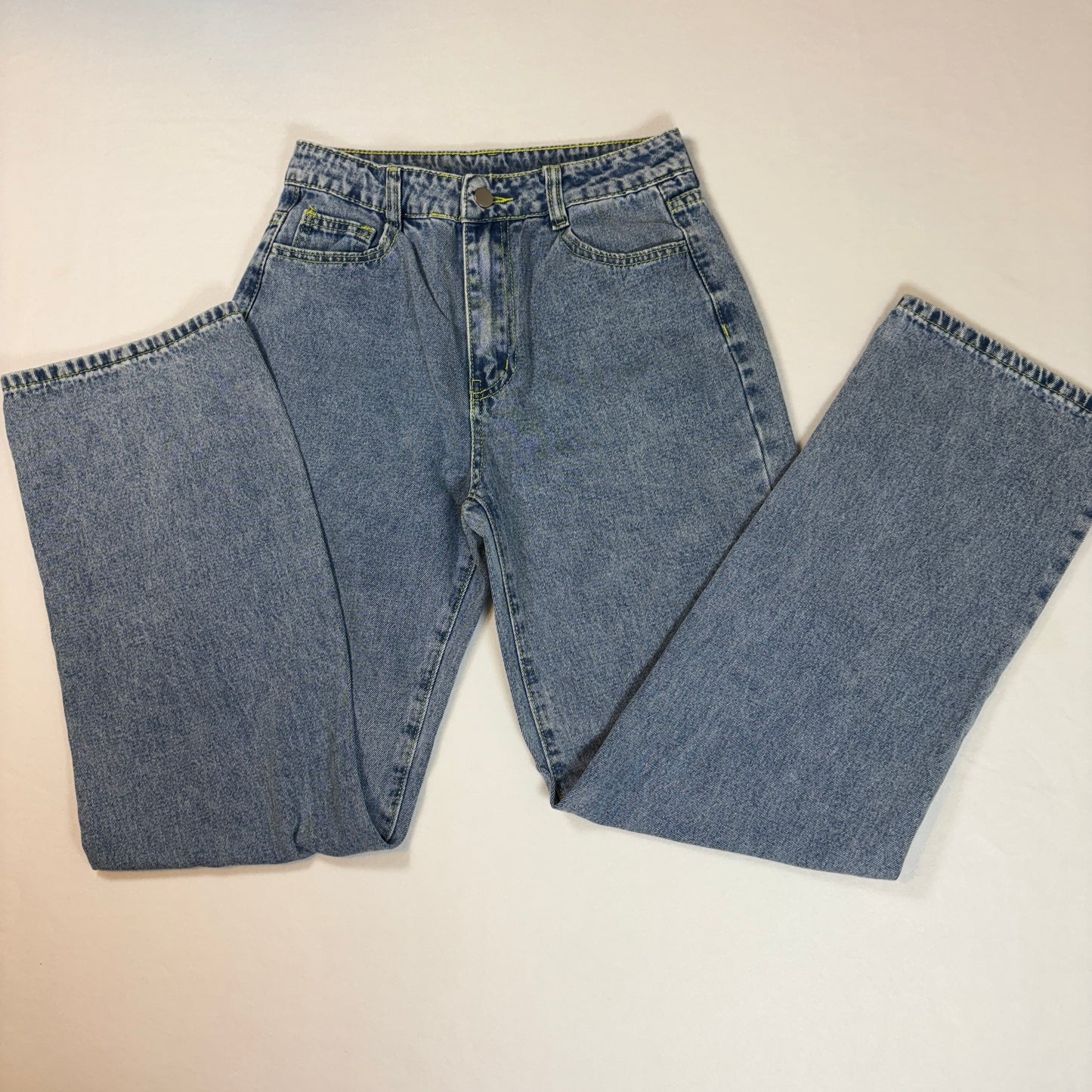 Vintage Blue Jeans Womens S High Rise Baggy Straight Leg 90s Y2K Denim Pants