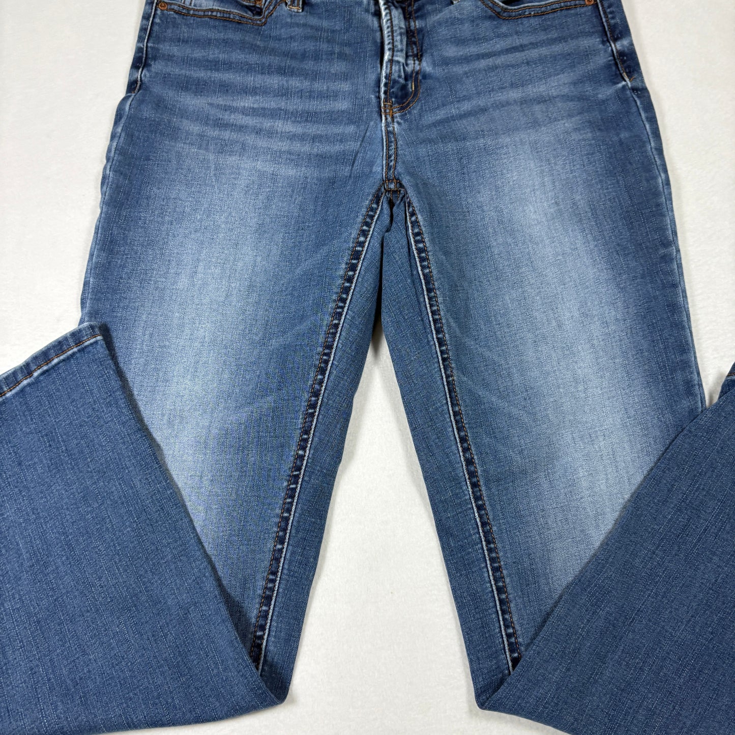 Time And Tru Womens Jeans 8 Straight Midwash Denim Y2K 90s Grunge Stretch Casual
