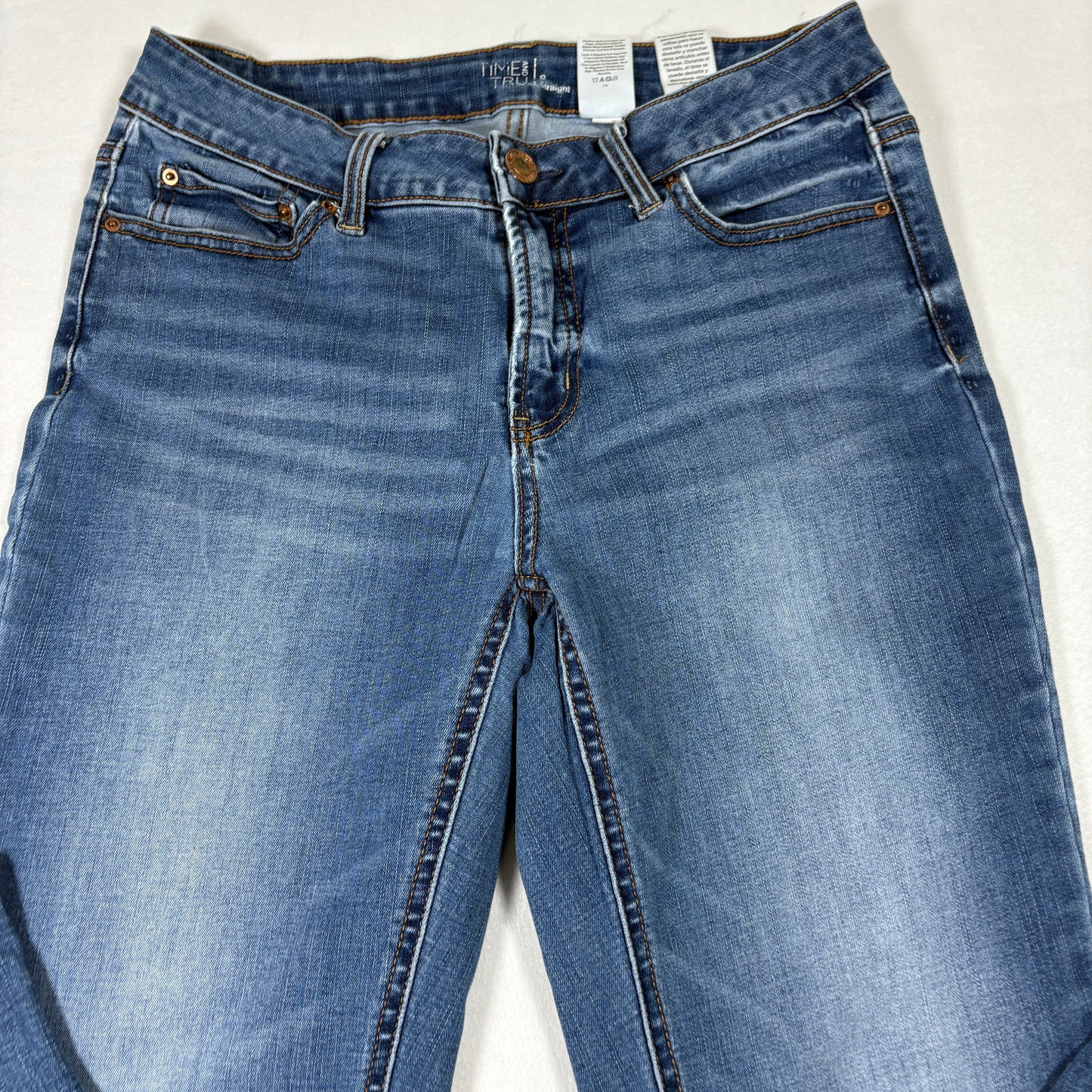 Time And Tru Womens Jeans 8 Straight Midwash Denim Y2K 90s Grunge Stretch Casual