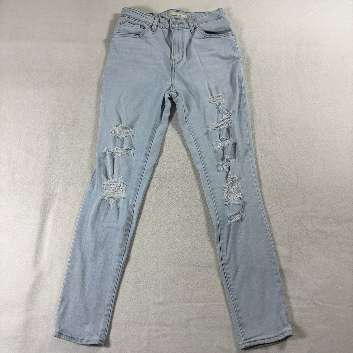 Levi's 721 High Rise Skinny Jeans W28 L30 Fits Like 26x28 Distressed Light Wash
