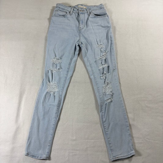 Levi's 721 High Rise Skinny Jeans W28 L30 Fits Like 26x28 Distressed Light Wash
