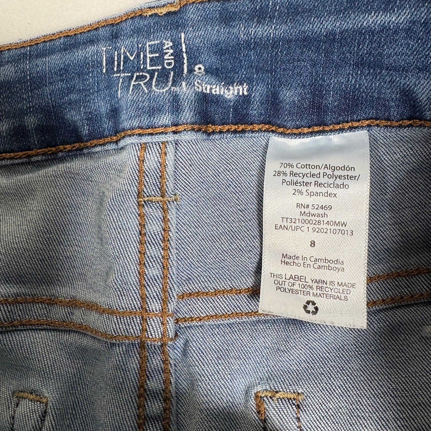 Time And Tru Womens Jeans 8 Straight Midwash Denim Y2K 90s Grunge Stretch Casual
