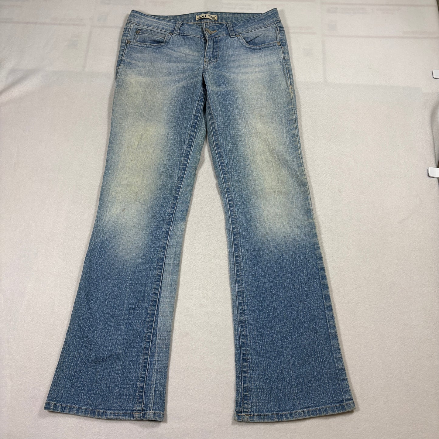LEI Regular Bootcut Jeans Womens 7 Light Wash Faded Y2K Stretch Denim Pants