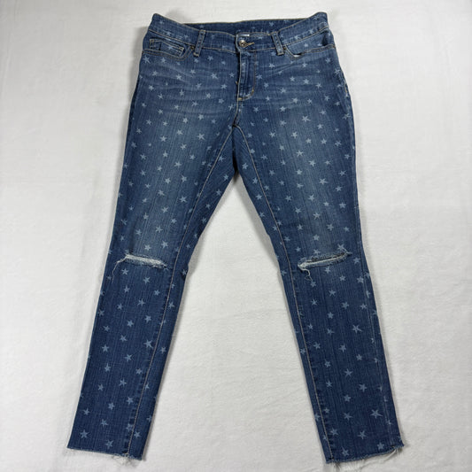 Time And Tru Jeans Womens Size 10 Star Print Distressed Skinny Denim Pants Fit!!