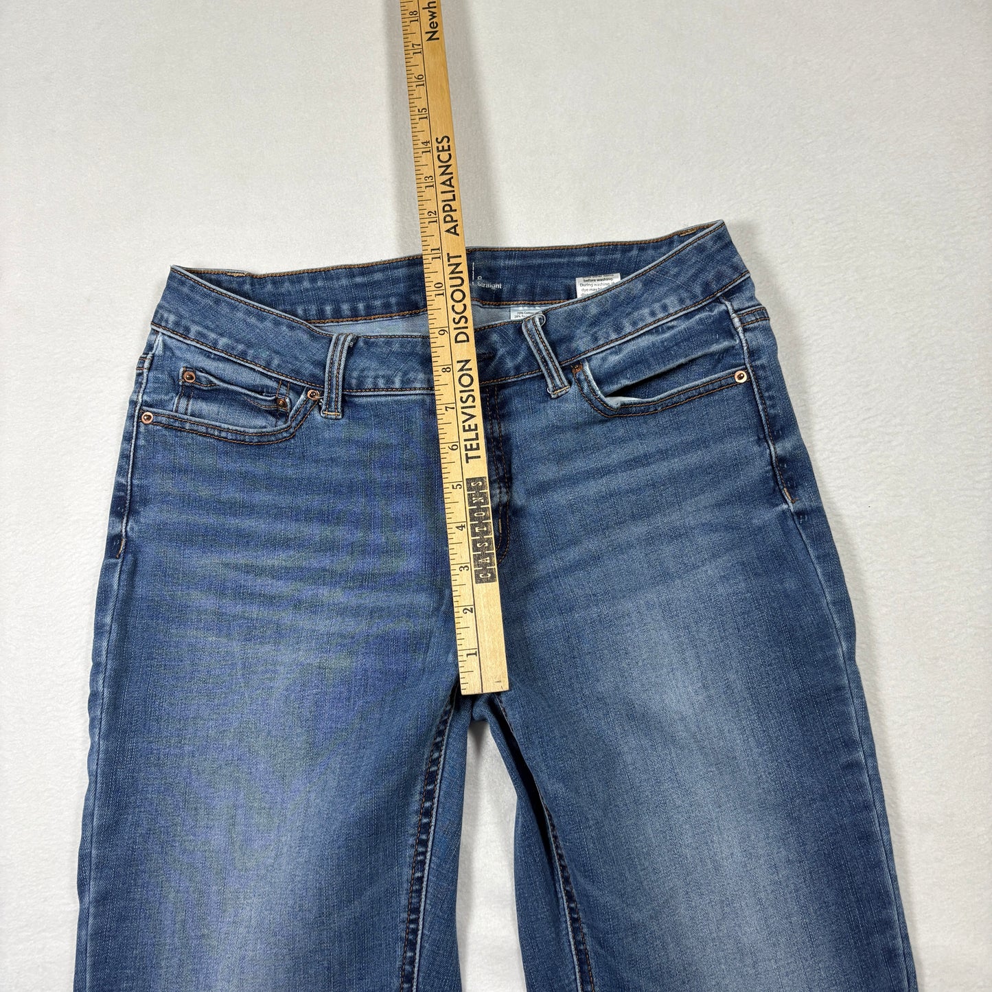 Time And Tru Womens Jeans 8 Straight Midwash Denim Y2K 90s Grunge Stretch Casual