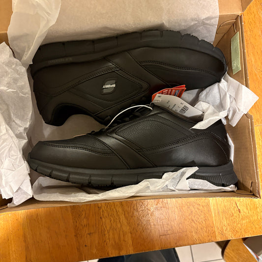 Skechers Work Brise Mens 10.5 Black Slip Resistant Memory Foam Work Shoes NIB