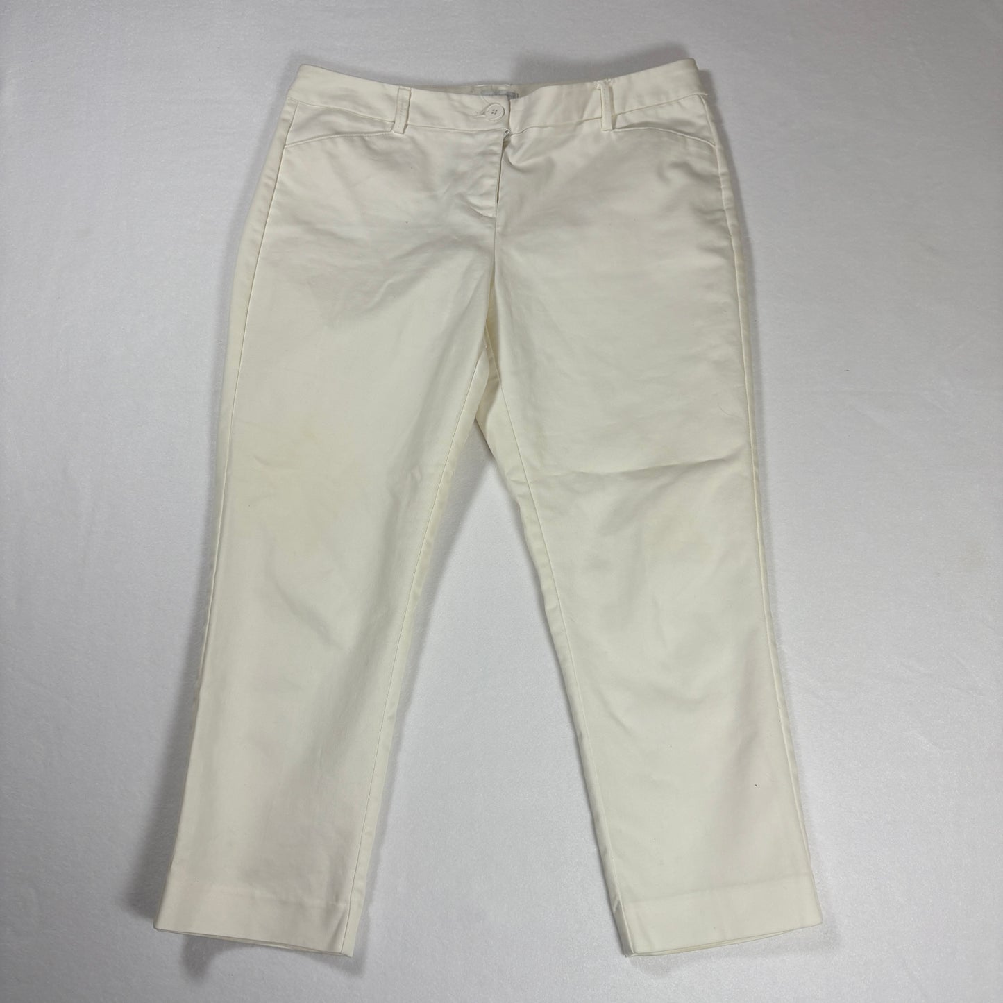 New York & Company Womens Pants 6 White Stretch Slim Ankle Dress Career Trousers