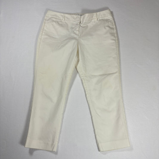New York & Company Womens Pants 6 White Stretch Slim Ankle Dress Career Trousers