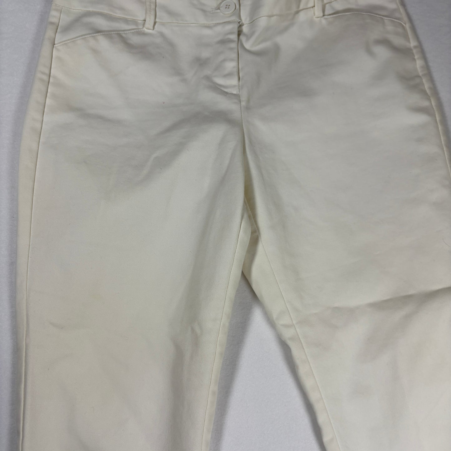 New York & Company Womens Pants 6 White Stretch Slim Ankle Dress Career Trousers