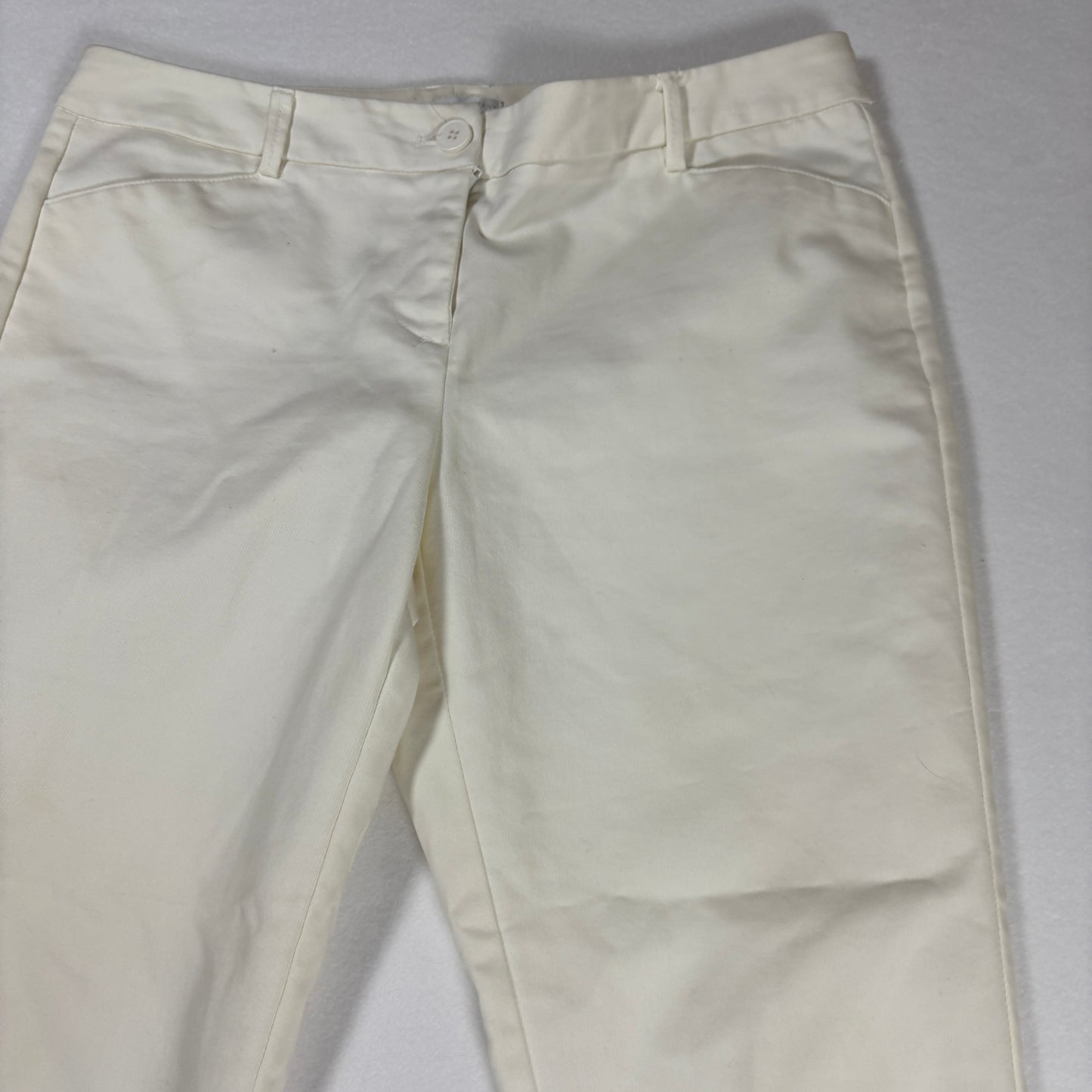 New York & Company Womens Pants 6 White Stretch Slim Ankle Dress Career Trousers