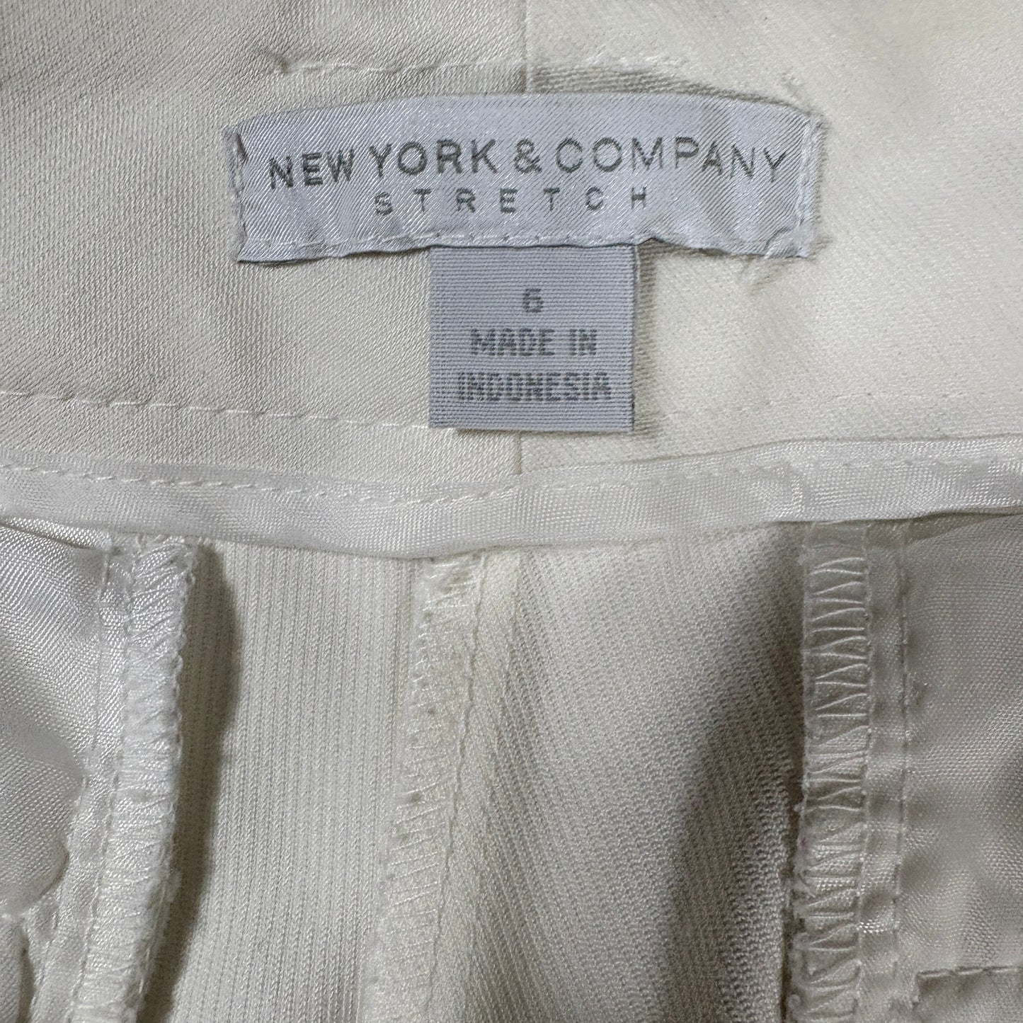 New York & Company Womens Pants 6 White Stretch Slim Ankle Dress Career Trousers