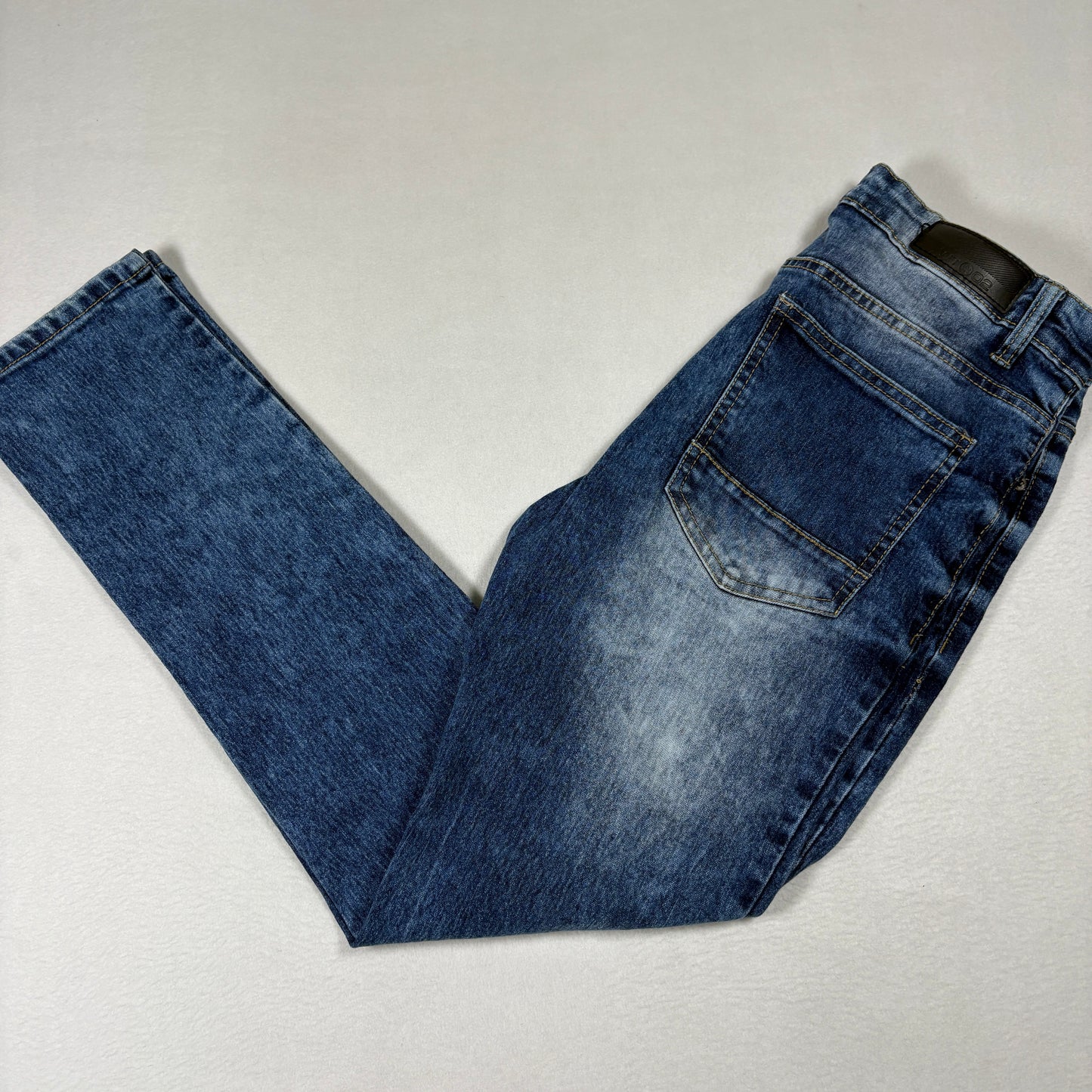 WT02 Mens Jeans 32x30 Straight Leg Blue Denim Faded Wash Y2K 90s Grunge Casual