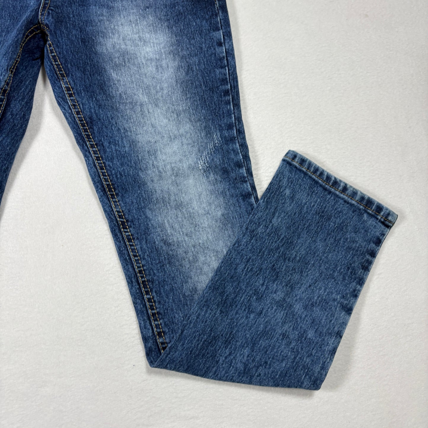 WT02 Mens Jeans 32x30 Straight Leg Blue Denim Faded Wash Y2K 90s Grunge Casual