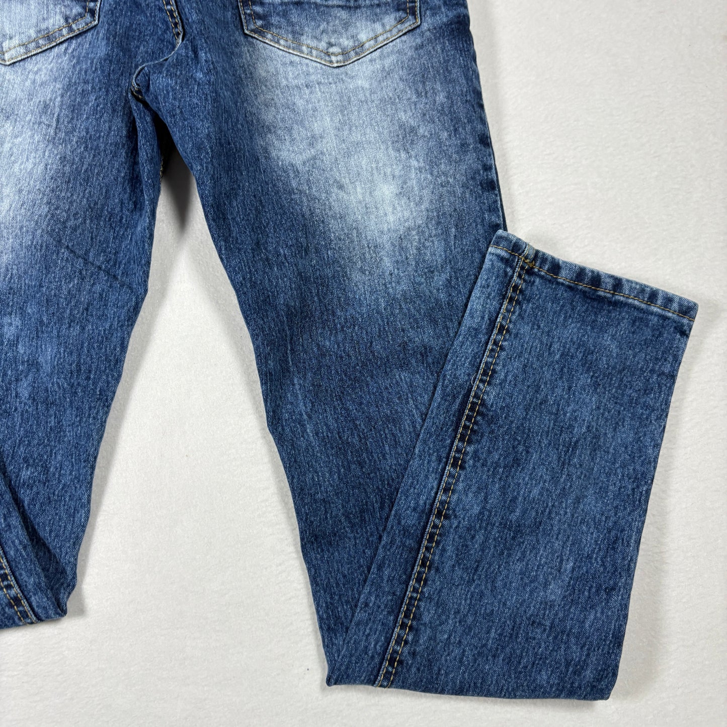 WT02 Mens Jeans 32x30 Straight Leg Blue Denim Faded Wash Y2K 90s Grunge Casual