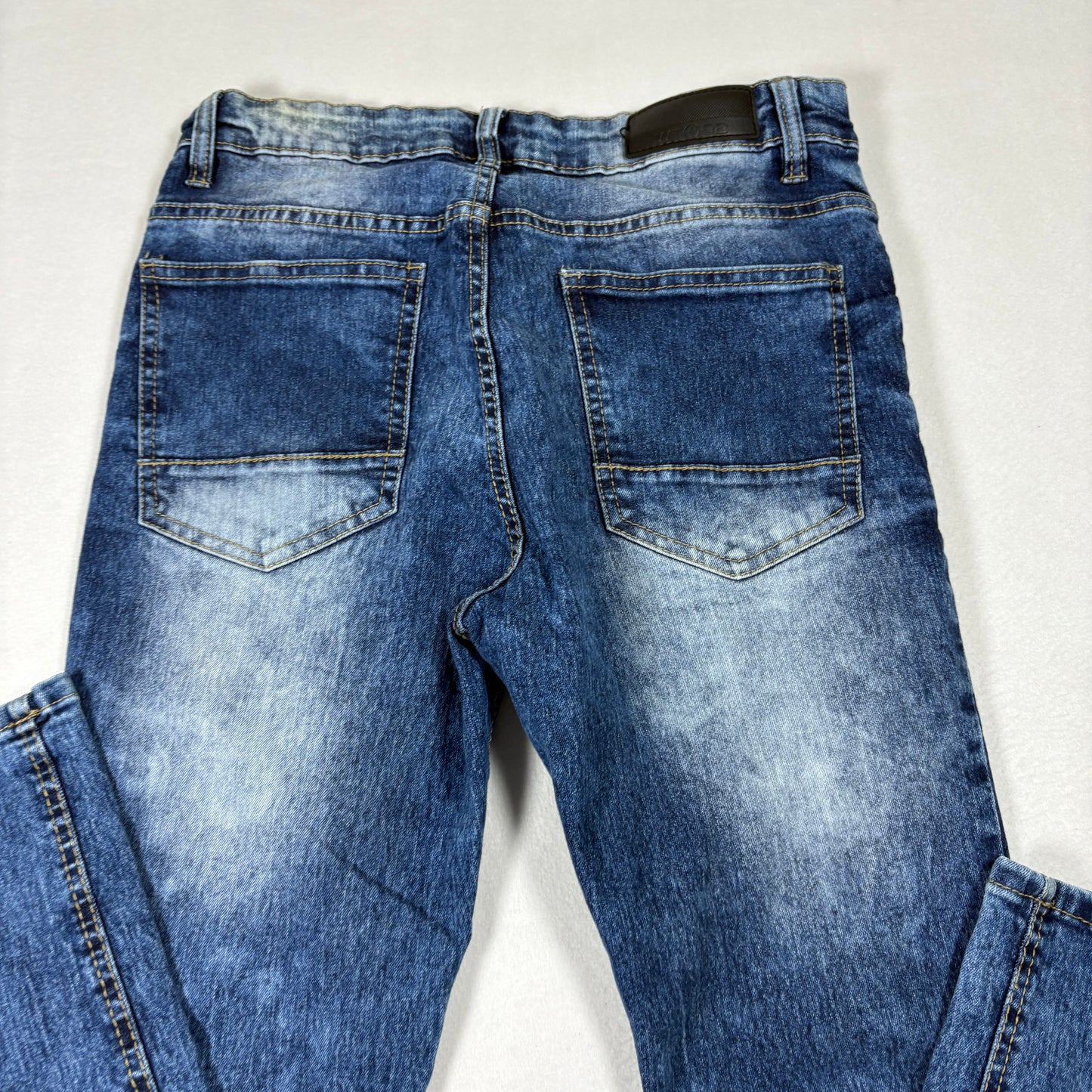 WT02 Mens Jeans 32x30 Straight Leg Blue Denim Faded Wash Y2K 90s Grunge Casual