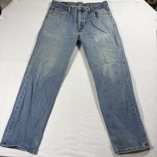 Vintage Levis 550 Jeans Mens 36x32 Distressed Straight Leg Denim Light Wash Blue