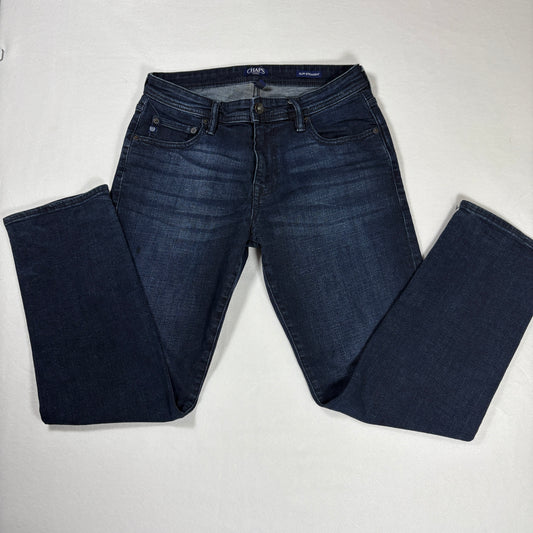 Chaps Jeans Mens 32x32 Slim Straight Dark Wash Denim Classic Five Pocket Pants