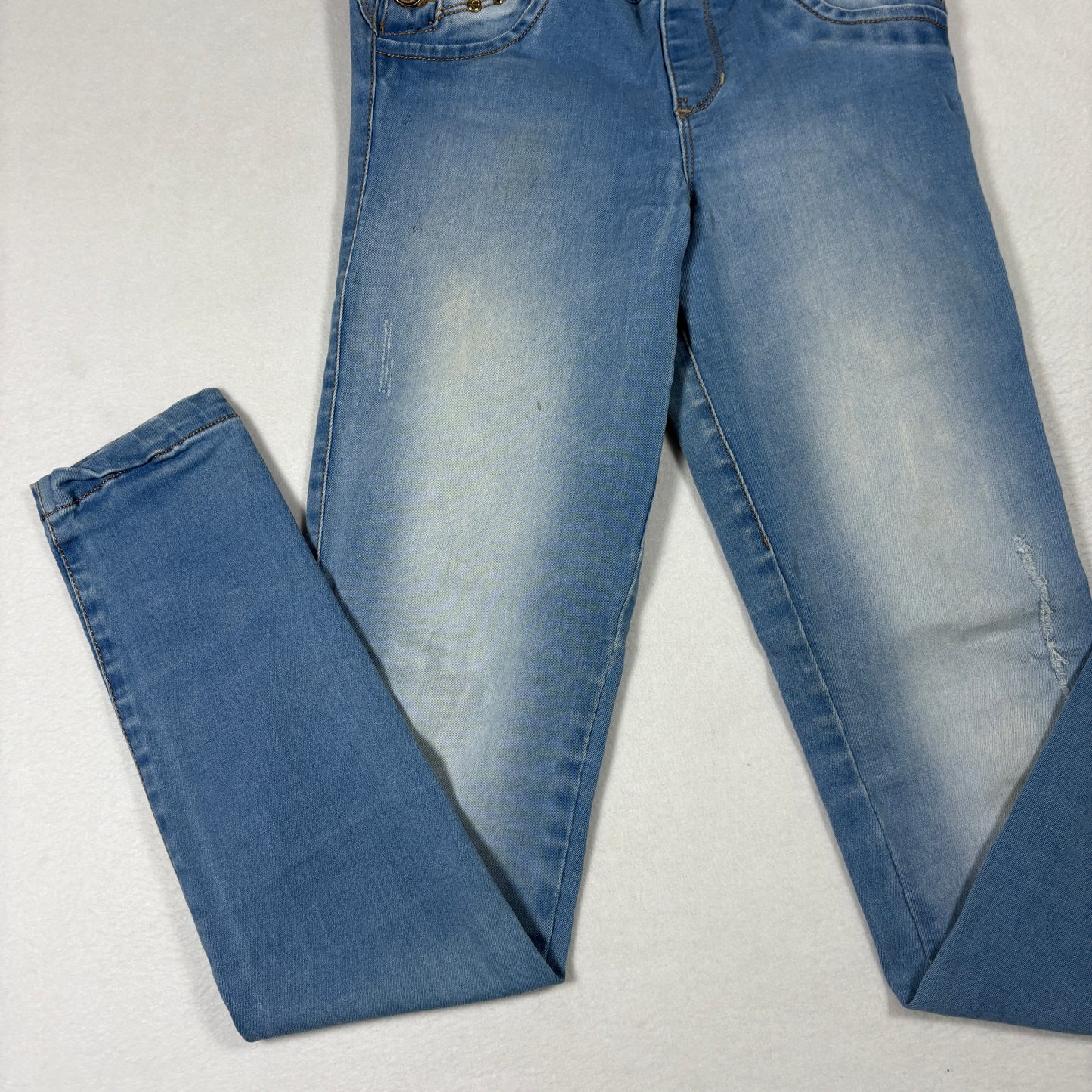 Fazined Womens Jeans 8 High Rise Skinny Blue Denim Button Front Y2K 90s Vintage