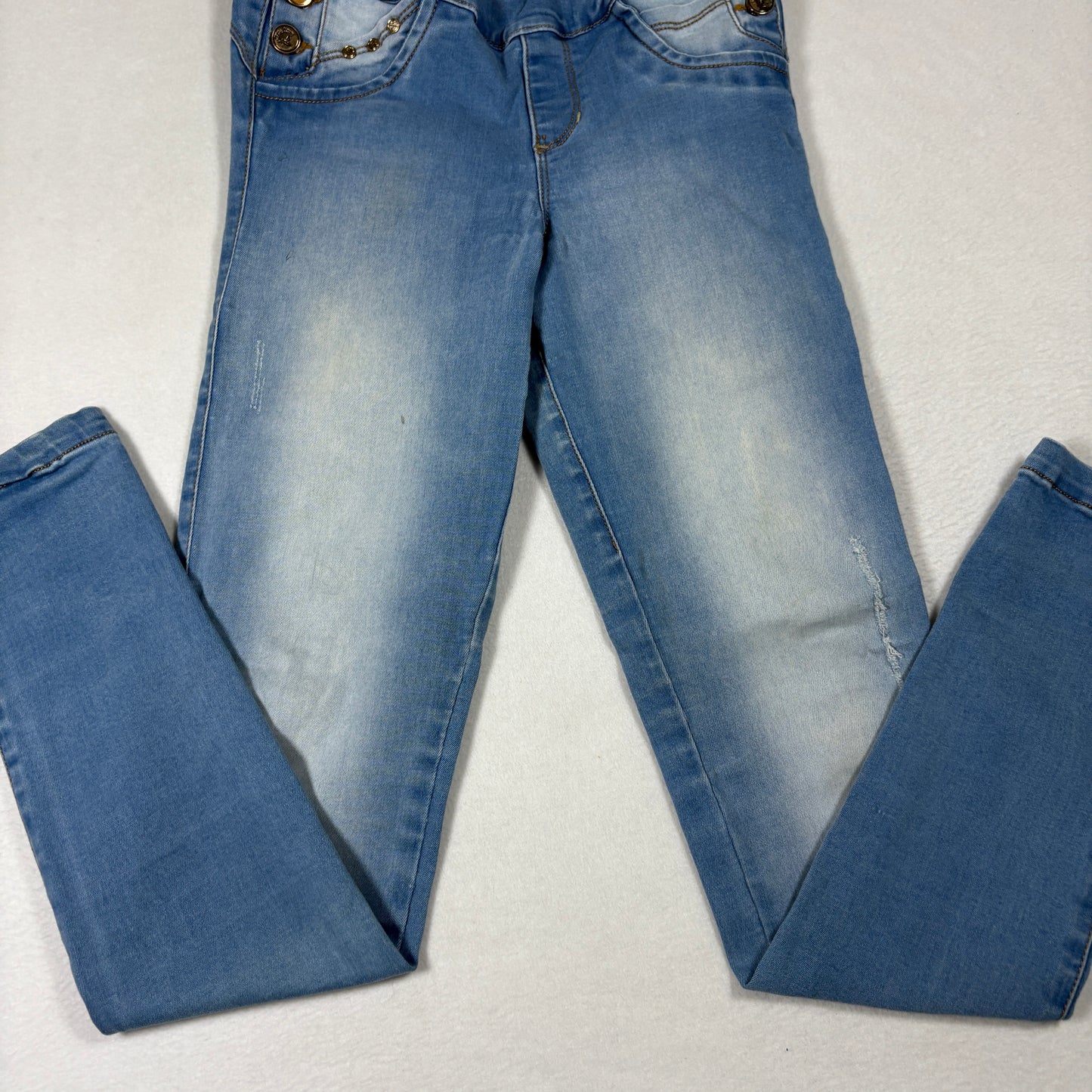 Fazined Womens Jeans 8 High Rise Skinny Blue Denim Button Front Y2K 90s Vintage