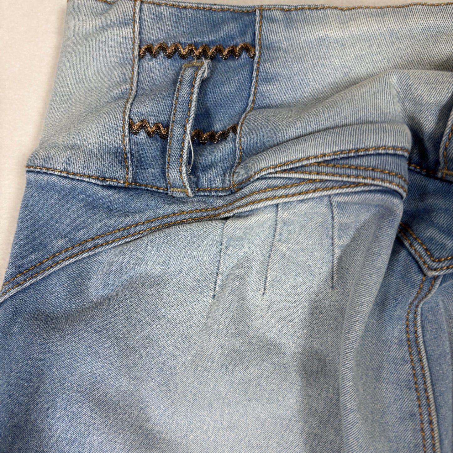 Fazined Womens Jeans 8 High Rise Skinny Blue Denim Button Front Y2K 90s Vintage