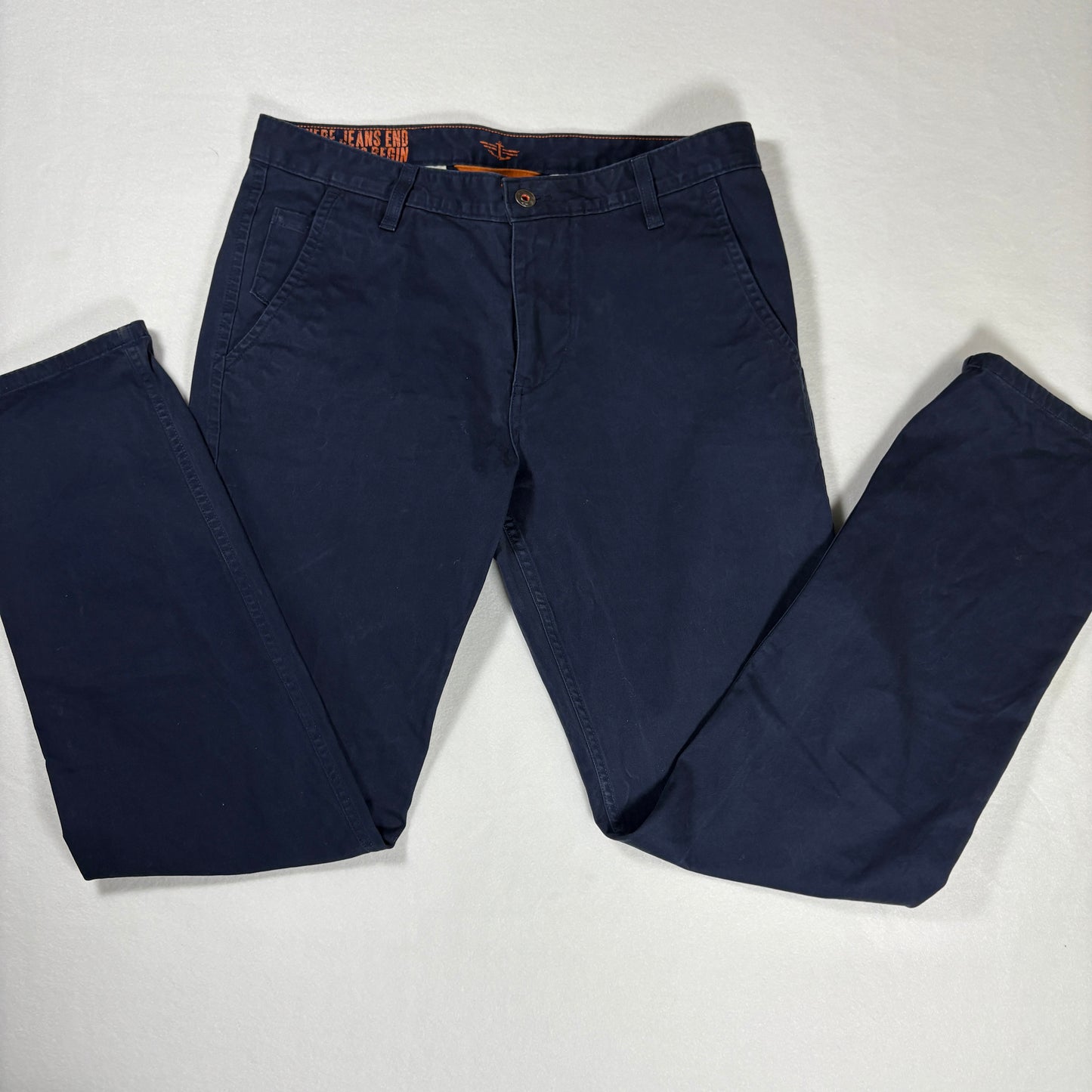 Dockers Mens Pants 33x32 Navy Blue Slim Fit Stretch Khaki Chino Dress Casual