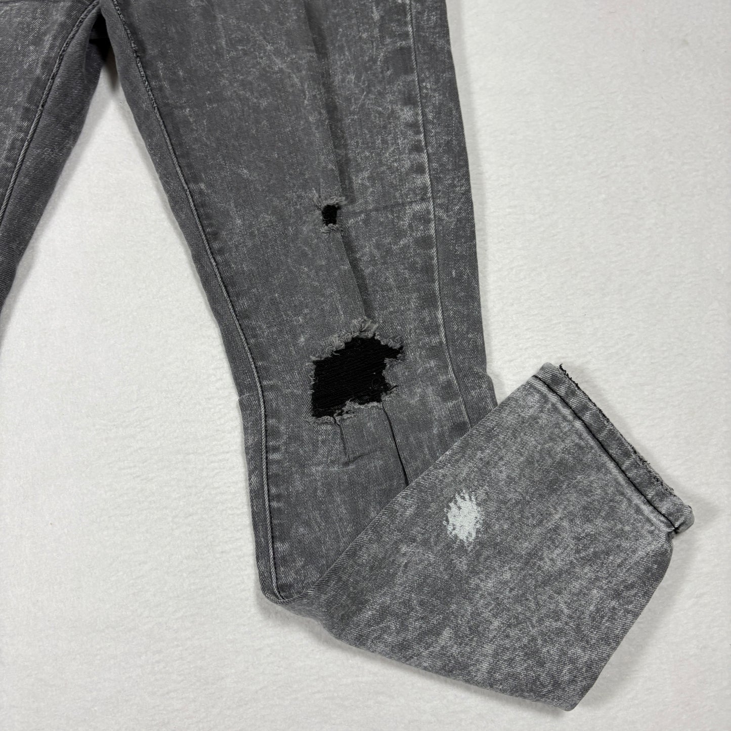 Cotton On Womens Jeans 4 Mid Grazer Skinny Gray Distressed Ripped Y2K Grunge