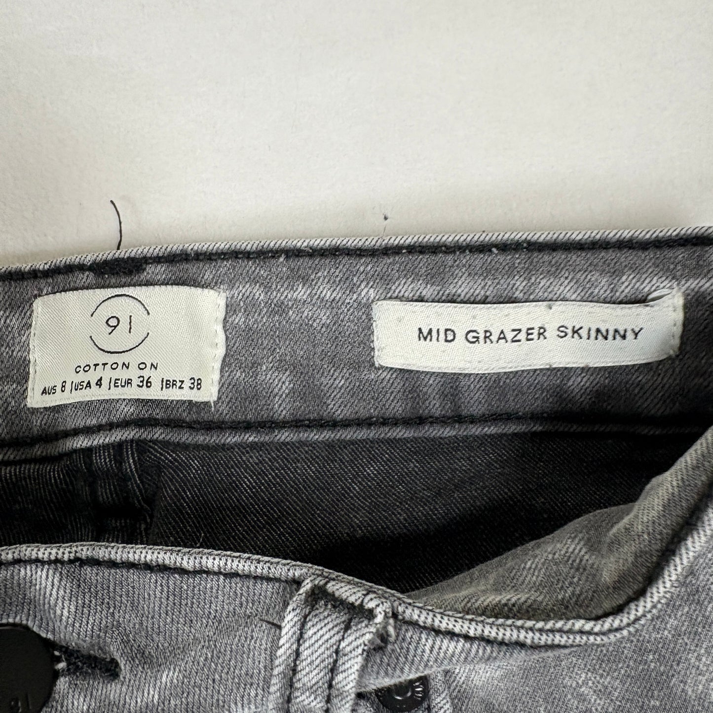 Cotton On Womens Jeans 4 Mid Grazer Skinny Gray Distressed Ripped Y2K Grunge