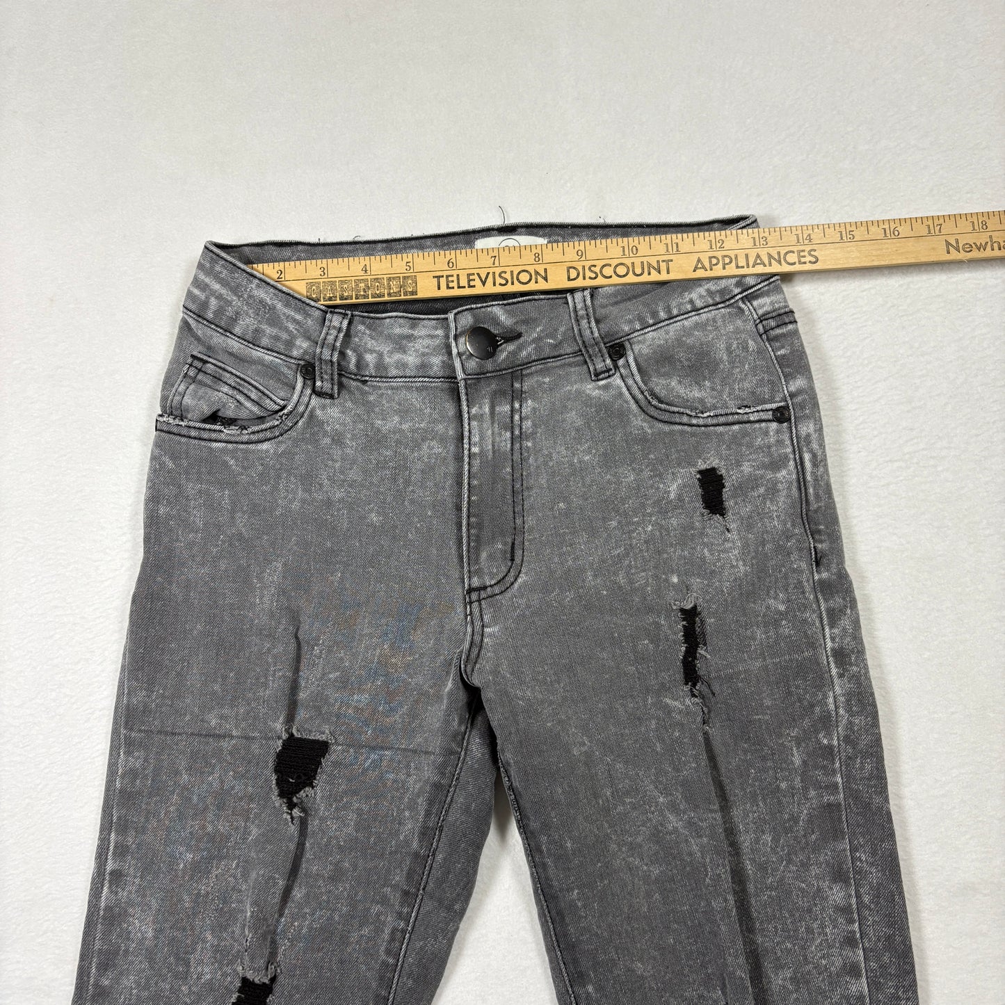 Cotton On Womens Jeans 4 Mid Grazer Skinny Gray Distressed Ripped Y2K Grunge
