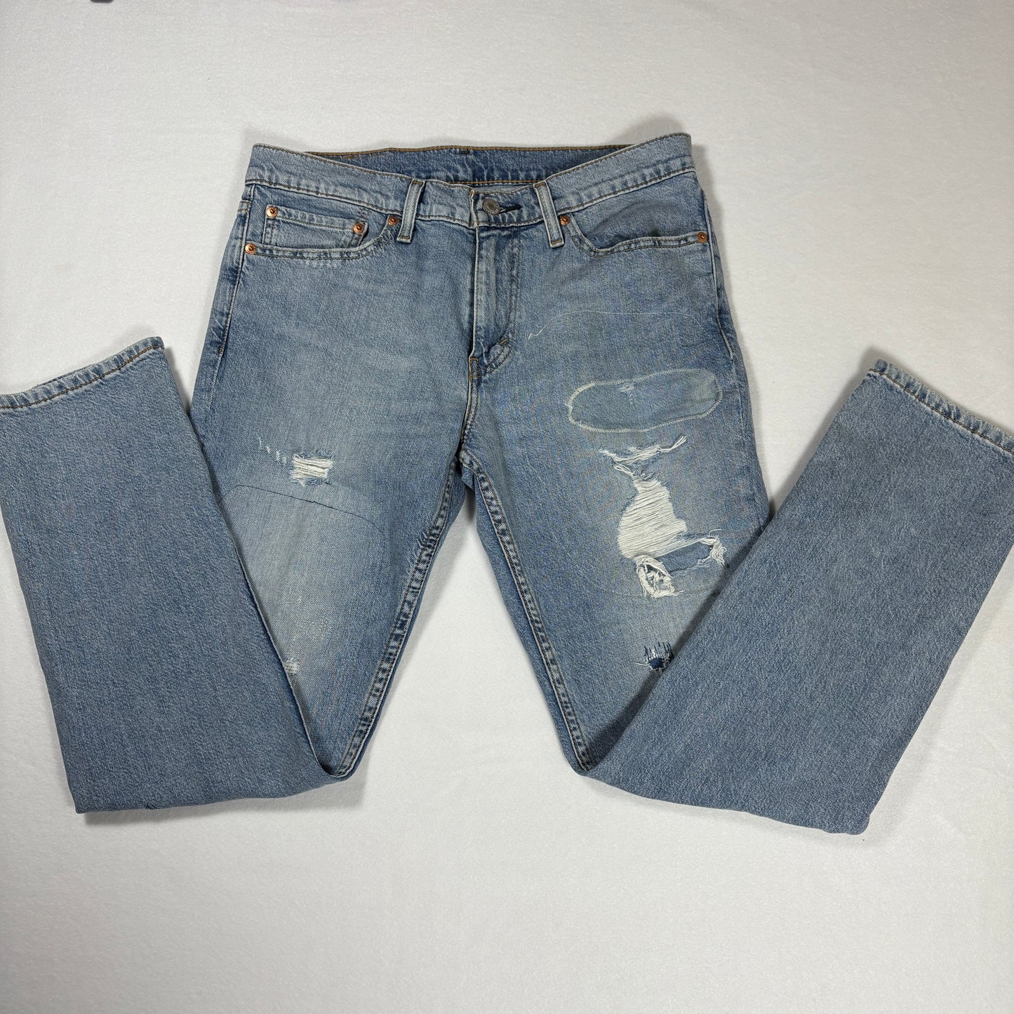 Levi’s 511 Jeans Mens 32x30 Slim Fit Light Wash Distressed Ripped Denim Pants