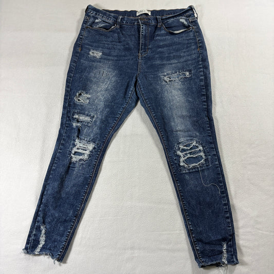 Mudd 17 High Rise Jegging Jeans Distressed Womens 17 Fits Like 34x27 Y2K Blue