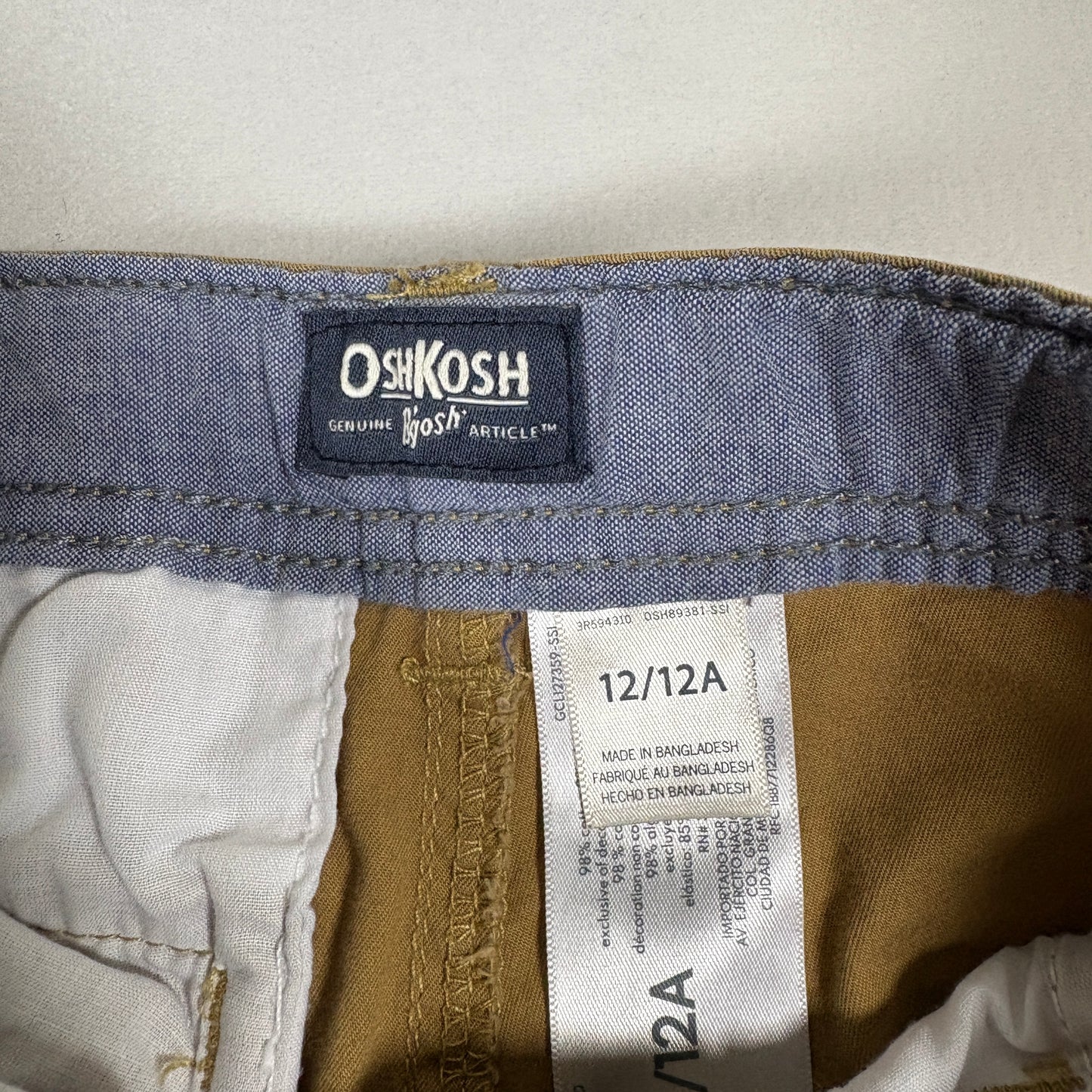 OshKosh Boys Chinos 12 Khaki Brown Straight Leg Casual Cotton Pants School