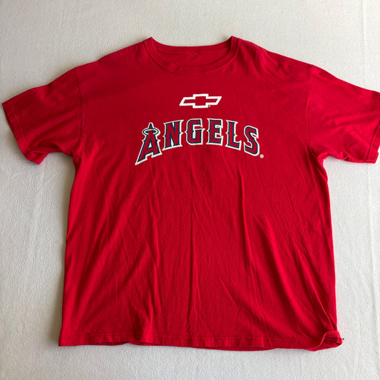 LA Angels Chevrolet 12 Promo T Shirt Mens Large Red MLB Baseball Sponsor Graphic