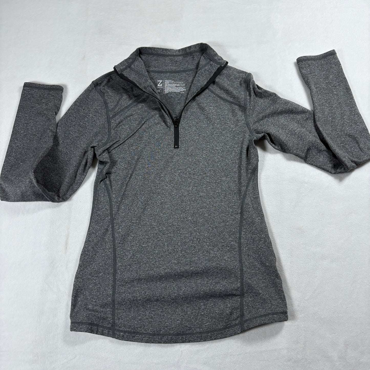 Zella Quarter Zip Pullover Womens XS Gray Athletic Stretch Long Sleeve Top