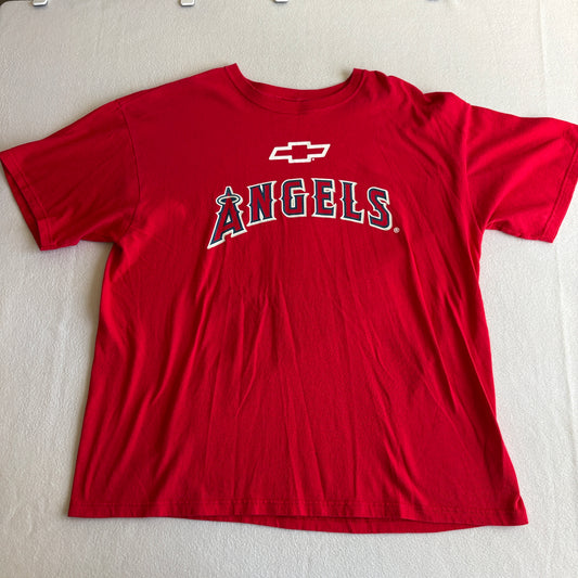 LA Angels Chevrolet 12 Promo T Shirt Mens Large Red MLB Baseball Sponsor Tee