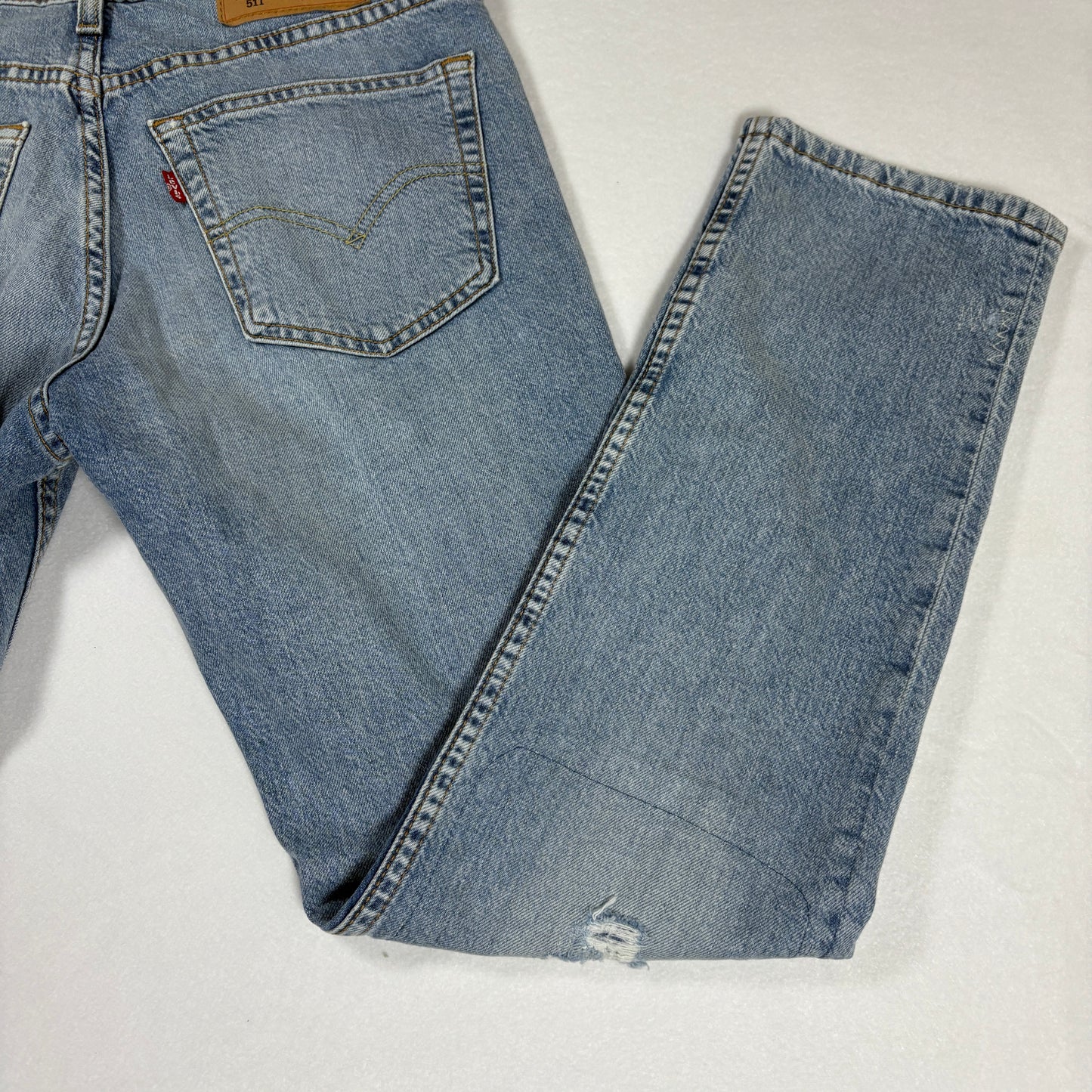 Levi’s 511 Jeans Mens 32x30 Slim Fit Light Wash Distressed Ripped Denim Pants