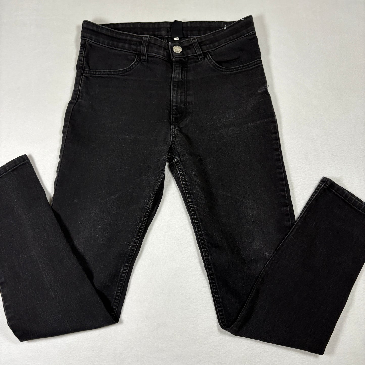 H&M Denim Mens Jeans 20 Skinny Fit Black Stretch Grunge Y2K 90s Casual Streetwear