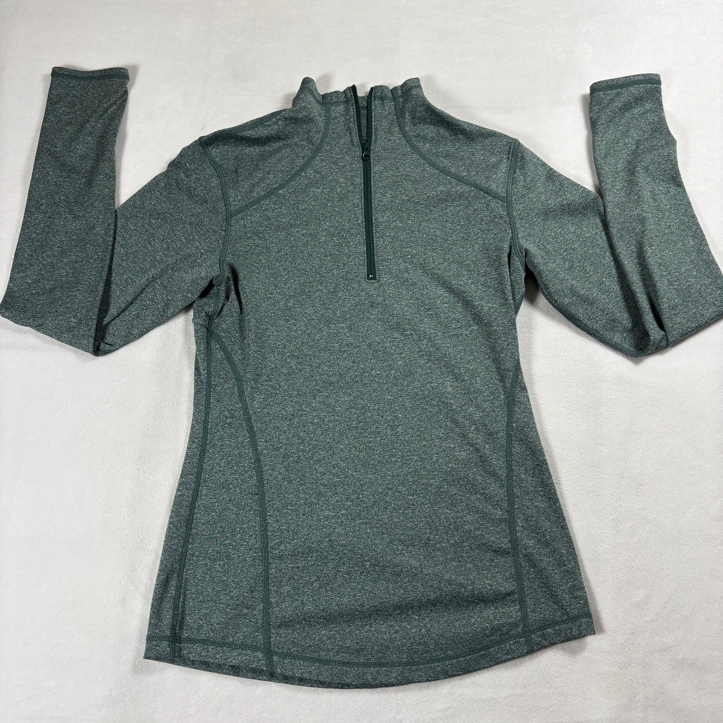 Zella Quarter Zip Top Womens XS Green Activewear Stretch Pullover Athletic Fit Up