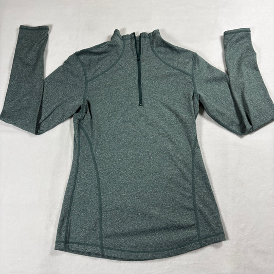 Zella Quarter Zip Top Womens XS Green Activewear Stretch Pullover Athletic Fit Up