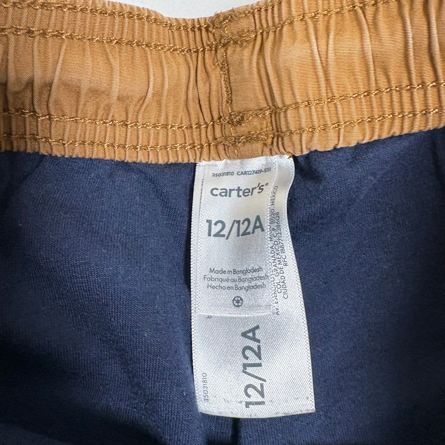 Carters Boys Jogger Pants 12 Brown Elastic Waist Cuffed Casual School Playwear