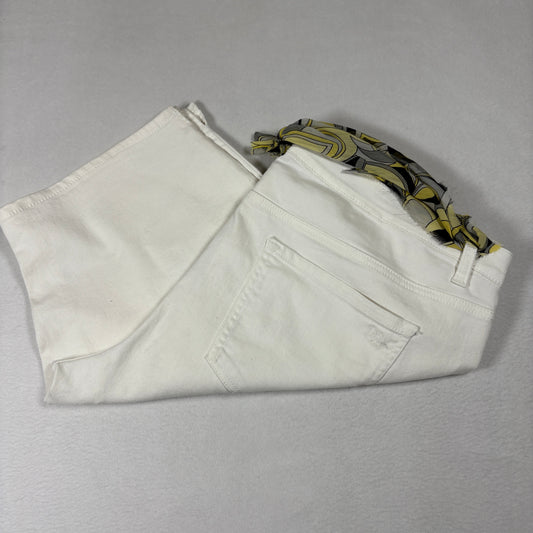 DG2 Womens Shorts 2X White Stretch Denim Bermuda Y2K 90s Vintage Scarf Belt